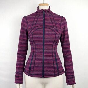 Lululemon Define Jacket Purple Pink Space Dye Stripe Full Zip Size 6